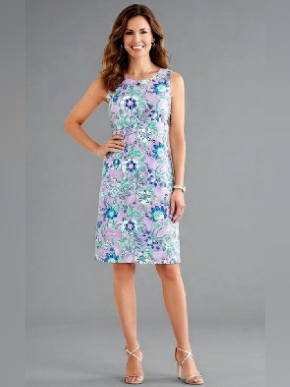 Talbots Sleeveless Floral Botanical Print Dress